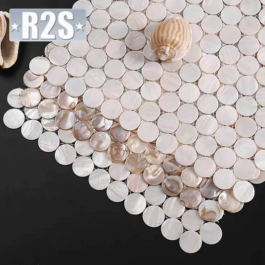 Natural shell Round White Mother of Pearl Background Wall Tile Sticker Hotel Restaurant Placemat Mosaic Honeycomb Home Decor