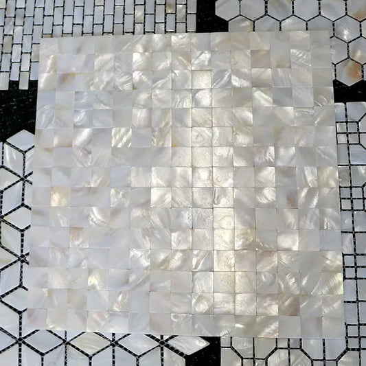 1pc Shell Mosaic Tile Natural White Mother of Pearl Wall Backsplash Bathroom Tiles sheet white beige